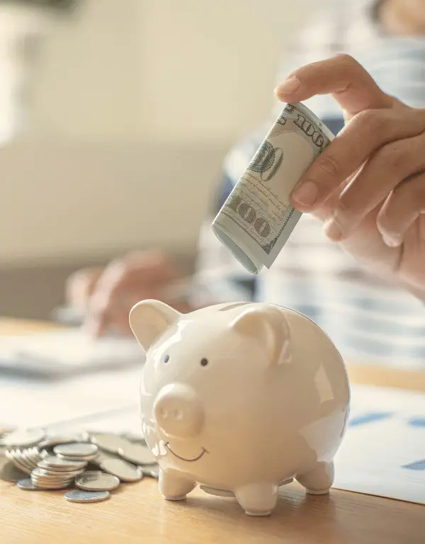 adding money to piggy bank